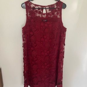Burgundy Flower lace Dress